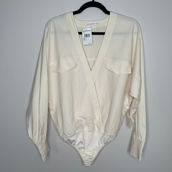 Good American Women's Utility Wrap Bodysuit Top Ivory Color Size 3 (Large) NWT - Picture 4 of 11